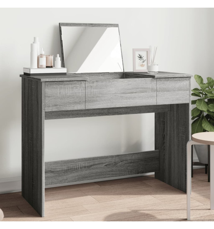 Coiffeuse avec miroir sonoma gris 100x45x76 cm | Mobilier & Déco