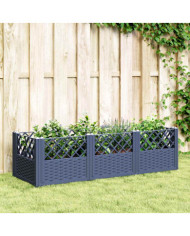 Jardinière avec piquets bleu gris 123,5x43,5x43,5 cm PP | Mobilier & Déco