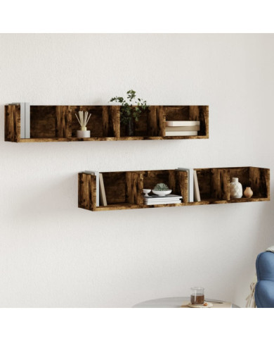 Armoires murales 2pcs chêne fumé 99x18x16,5cm bois d'ingénierie | Mobilier & Déco