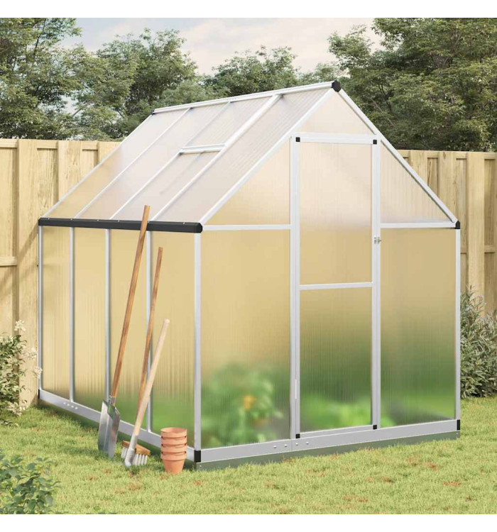 Serre avec cadre de base argenté 224x169x202 cm aluminium | Mobilier & Déco