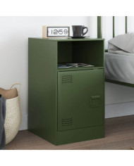 Table de chevet vert olive 34,5x39x62 cm acier | Mobilier & Déco