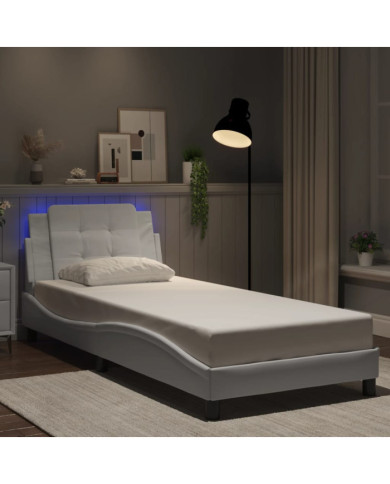 Cadre de lit avec LED sans matelas blanc 80x200 cm | Mobilier & Déco