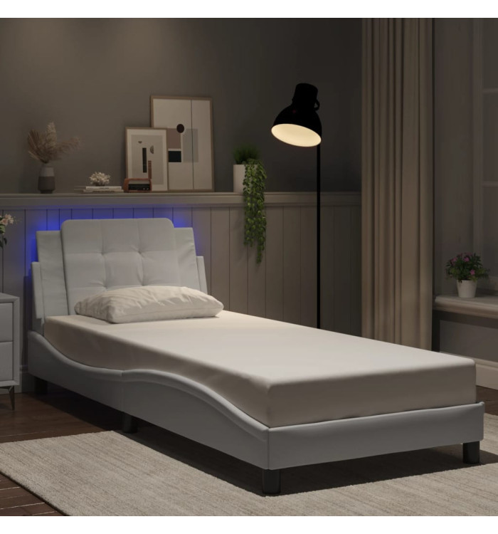Cadre de lit avec LED sans matelas blanc 80x200 cm | Mobilier & Déco