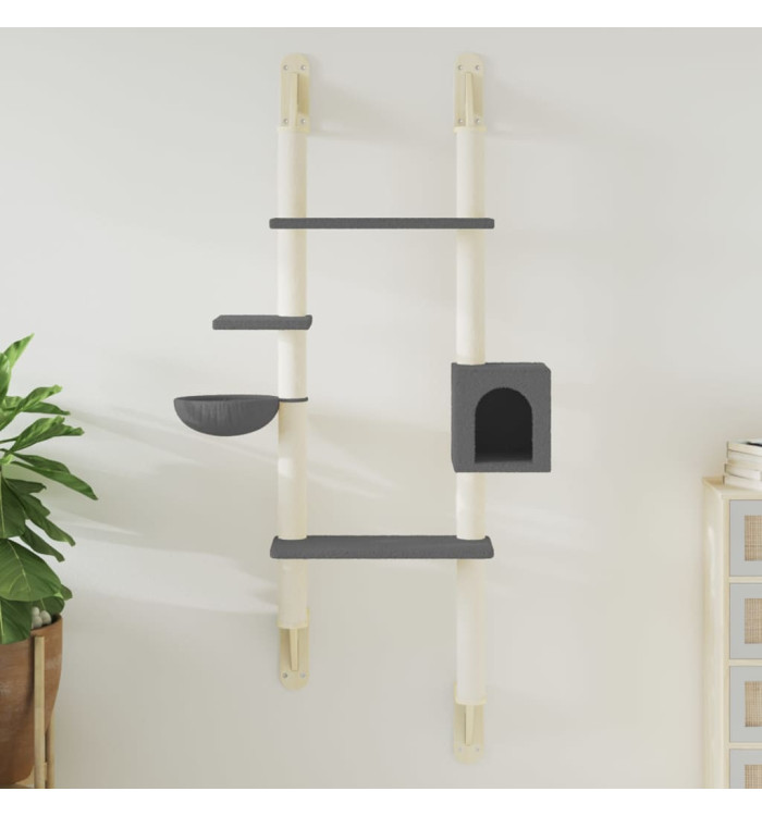 Arbre à chat mural avec griffoir gris foncé 180 cm | Mobilier & Déco