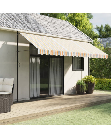 Tissu de remplacement pour auvent rayures multicolores 4,5x3,5m | Mobilier & Déco