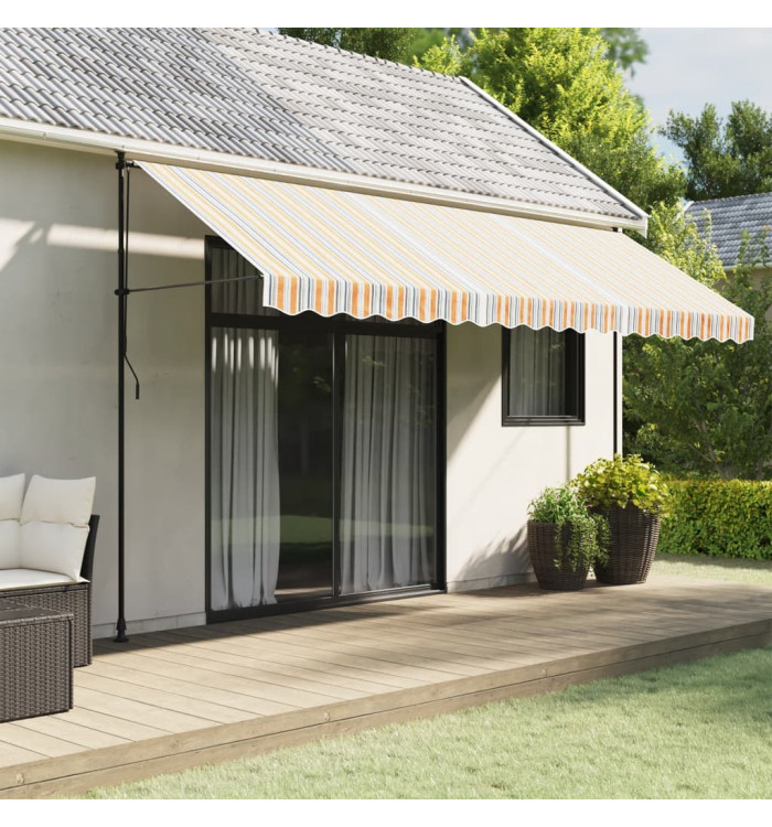 Tissu de remplacement pour auvent rayures multicolores 4,5x3,5m | Mobilier & Déco
