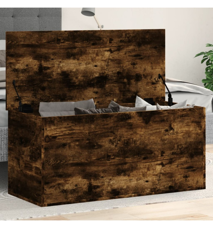 Boîte de rangement chêne fumé 100x42x46 cm bois d'ingénierie | Mobilier & Déco