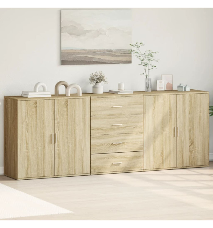 Buffets 3 pcs Chêne sonoma Bois d'ingénierie | Mobilier & Déco