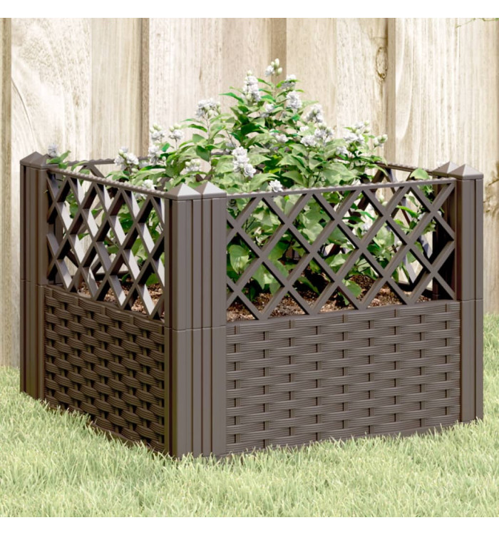 Jardinière avec piquets marron 43,5x43,5x43,5 cm PP | Mobilier & Déco