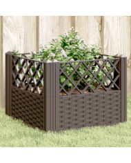 Jardinière avec piquets marron 43,5x43,5x43,5 cm PP | Mobilier & Déco