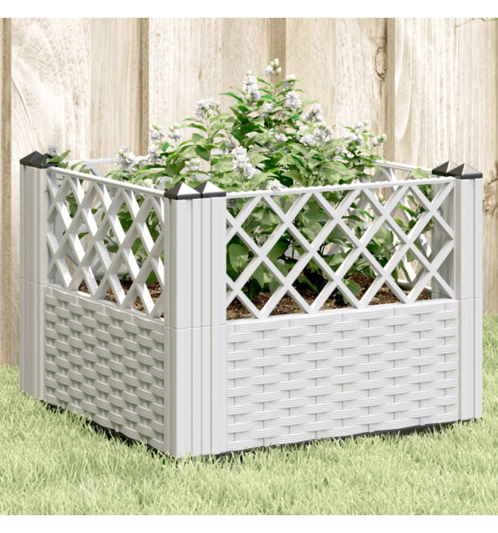 Jardinière avec piquets blanc 43,5x43,5x43,5 cm PP | Mobilier & Déco