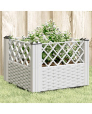 Jardinière avec piquets blanc 43,5x43,5x43,5 cm PP | Mobilier & Déco