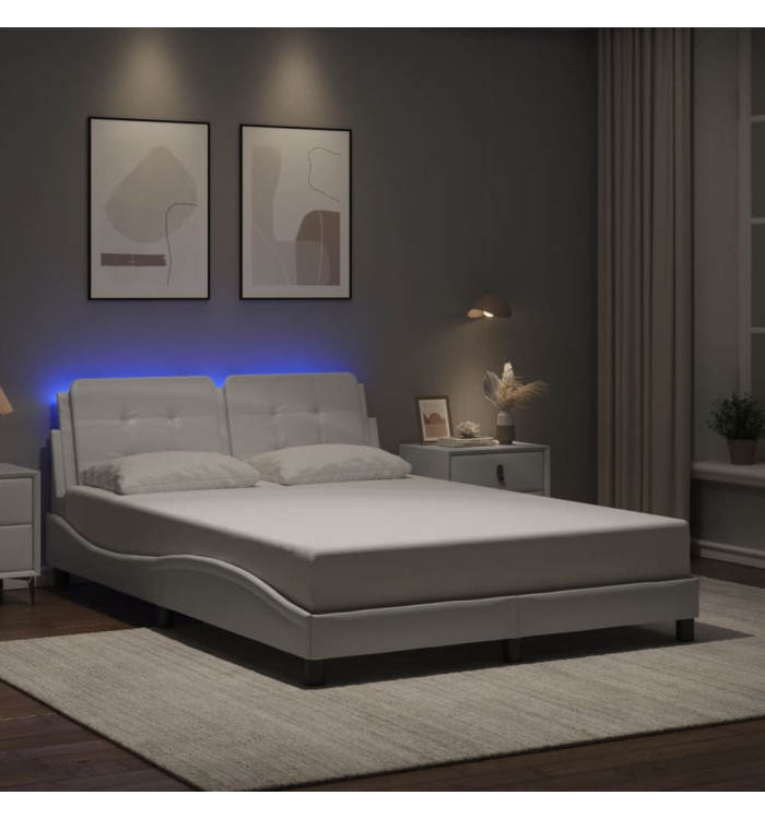 Cadre de lit avec LED sans matelas blanc 140x190 cm | Mobilier & Déco