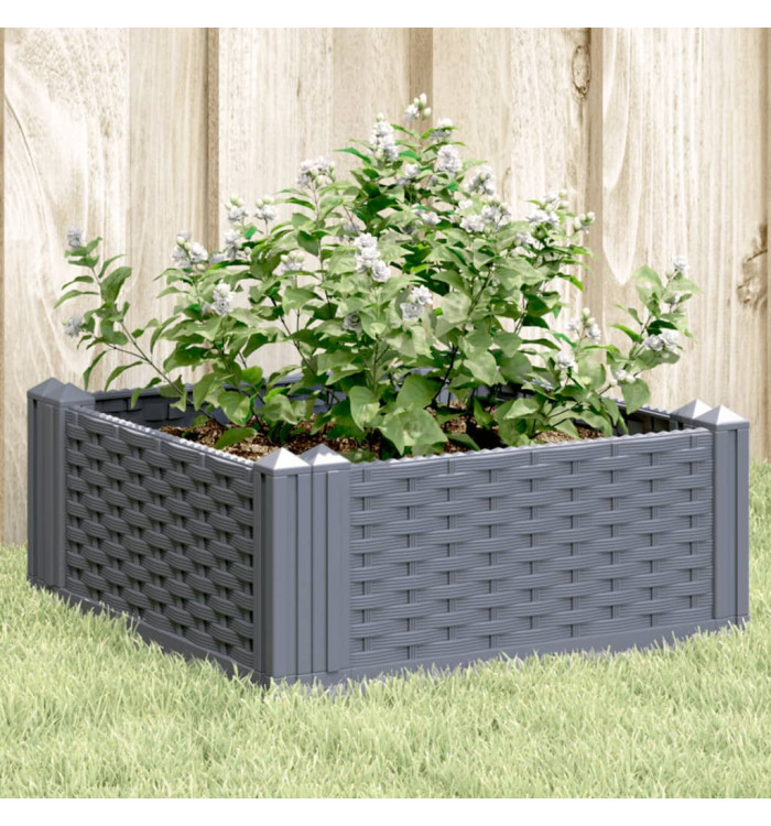 Jardinière avec piquets bleu gris 42,5x42,5x28,5 cm PP | Mobilier & Déco