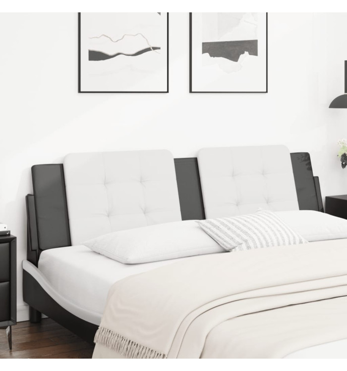 Coussin de tête de lit blanc et noir 180 cm similicuir | Mobilier & Déco
