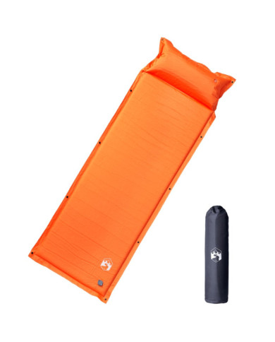Matelas de camping autogonflant avec oreiller 1 personne orange | Mobilier & Déco