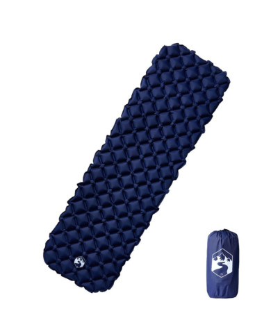 Matelas de camping gonflable 1 personne bleu marine 190x58x6 cm | Mobilier & Déco