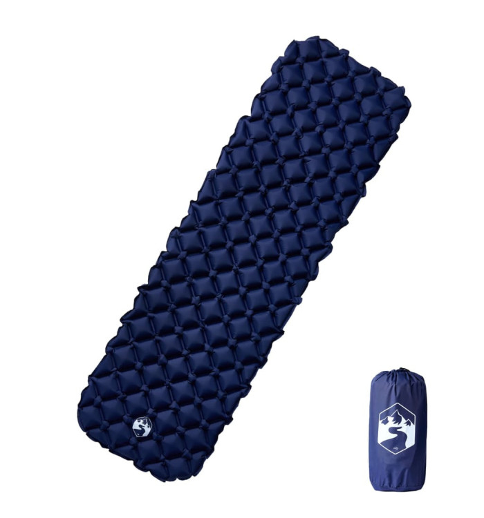Matelas de camping gonflable 1 personne bleu marine 190x58x6 cm | Mobilier & Déco