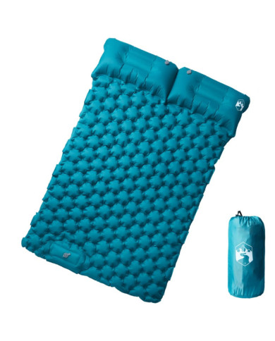 Matelas de camping autogonflant avec oreillers 2 personnes bleu | Mobilier & Déco