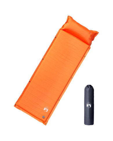 Matelas de camping autogonflant avec oreiller 1 personne orange | Mobilier & Déco