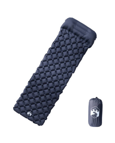 Matelas de camping gonflable avec oreiller 1 personne gris | Mobilier & Déco