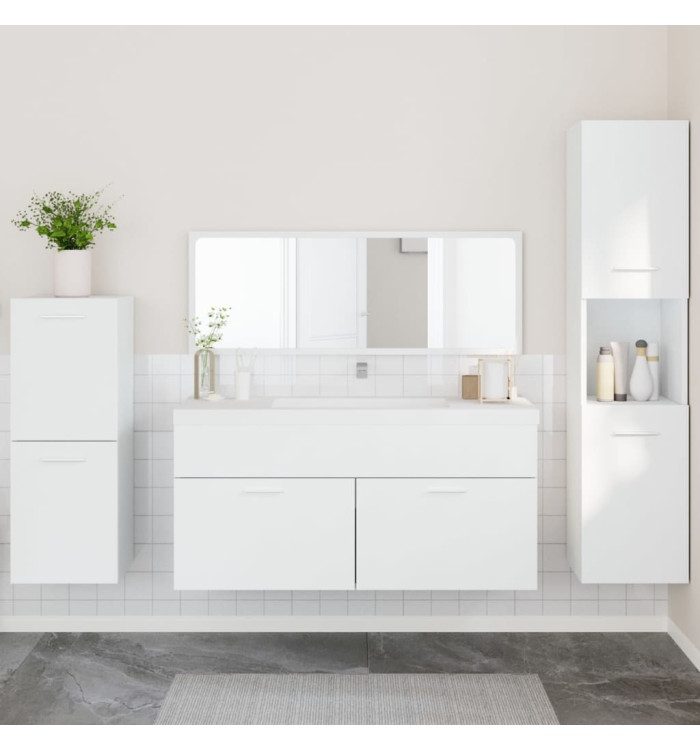 Ensemble de meubles salle de bain 4 pcs blanc bois d'ingénierie | Mobilier & Déco