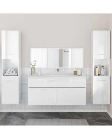 Ensemble de meubles de salle de bain 4 pcs blanc brillant | Mobilier & Déco