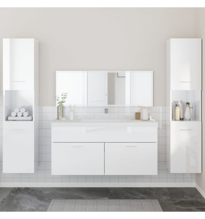Ensemble de meubles de salle de bain 4 pcs blanc brillant | Mobilier & Déco