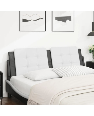Coussin de tête de lit blanc et noir 160 cm similicuir | Mobilier & Déco
