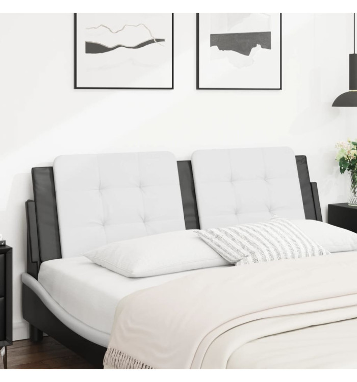 Coussin de tête de lit blanc et noir 160 cm similicuir | Mobilier & Déco
