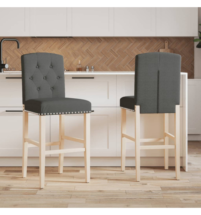 Chaises de bar lot de 2 bois massif d'hévéa et tissu | Mobilier & Déco