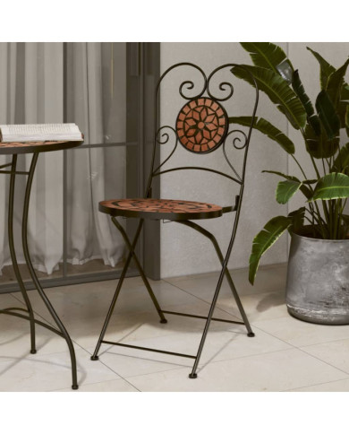 Chaises de bistrot pliables lot de 2 terre cuite céramique | Mobilier & Déco