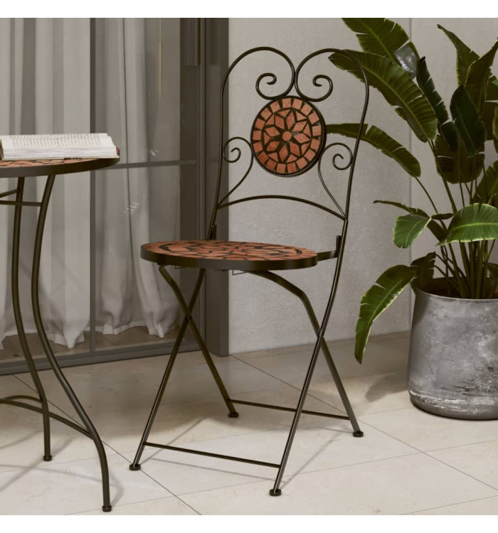 Chaises de bistrot pliables lot de 2 terre cuite céramique | Mobilier & Déco