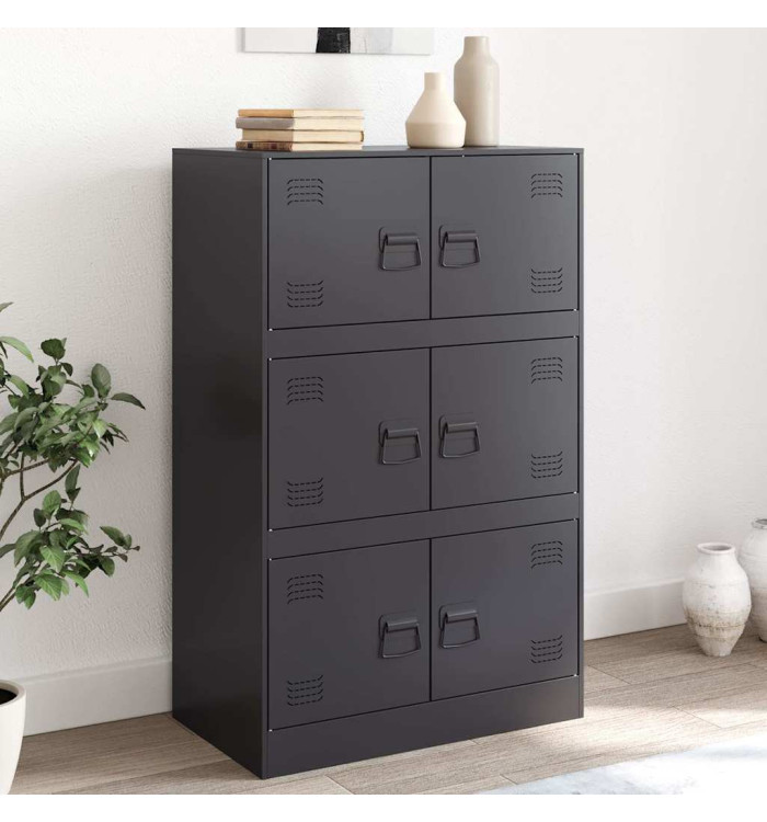 Buffet noir 67x39x107 cm acier | Mobilier & Déco