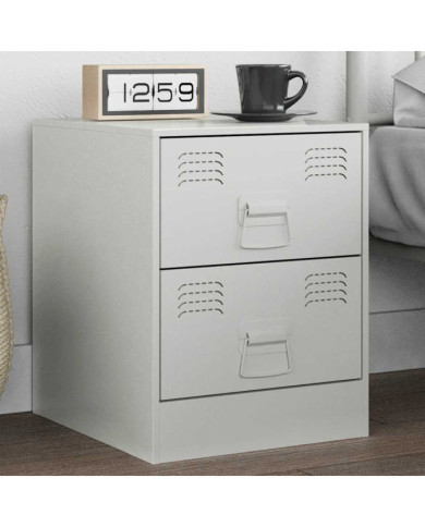 Table de chevet blanc 34,5x39x44 cm acier | Mobilier & Déco