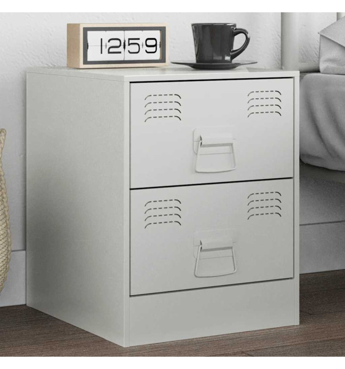 Table de chevet blanc 34,5x39x44 cm acier | Mobilier & Déco