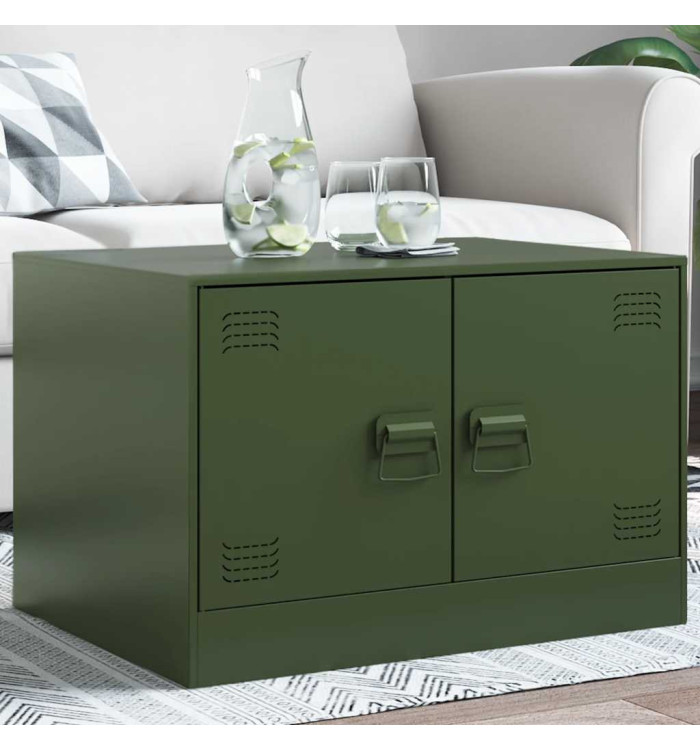 Table basse vert olive 67x50x44 cm acier | Mobilier & Déco
