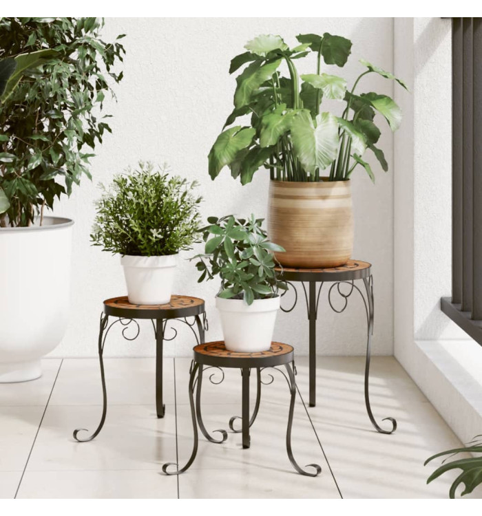 Supports de plantes 3 pcs terre cuite céramique | Mobilier & Déco