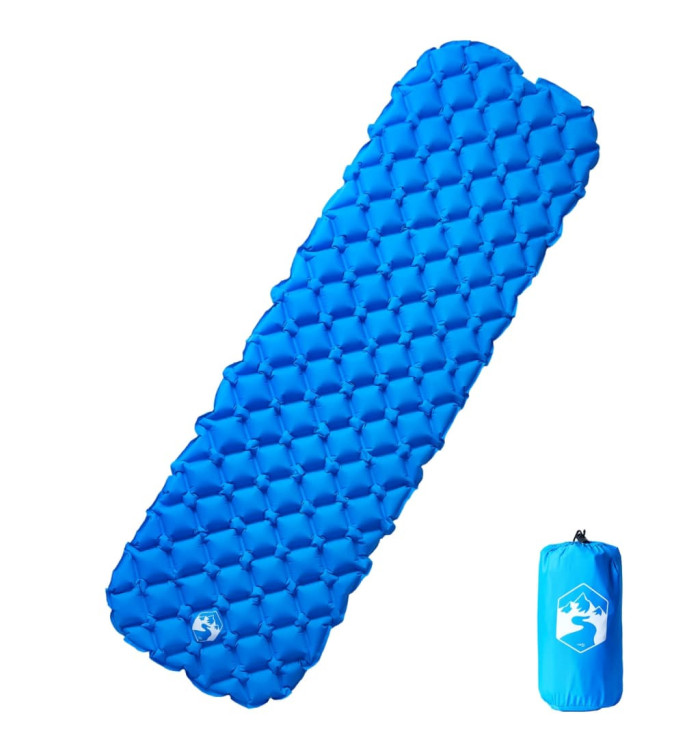 Matelas de camping gonflable 1 personne bleu 190x58x6 cm | Mobilier & Déco