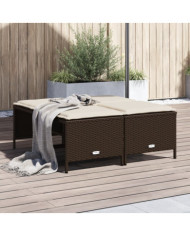 Tabourets de jardin avec coussins lot de 4 marron poly rotin | Mobilier & Déco