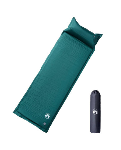 Matelas de camping autogonflant avec oreiller 1 personne vert | Mobilier & Déco
