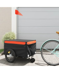Remorque de vélo noir et orange 45 kg fer | Mobilier & Déco