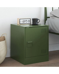 Table de chevet vert olive 34,5x39x44 cm acier | Mobilier & Déco