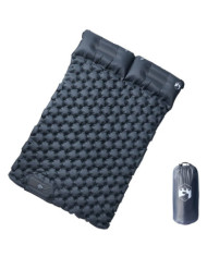 Matelas de camping autogonflant avec oreillers 2 personnes gris | Mobilier & Déco