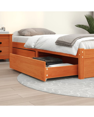 Tiroirs de lit 2 pcs cire marron bois de pin massif | Mobilier & Déco