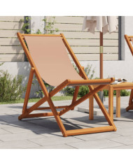 Chaise pliable de plage taupe bois d'eucalyptus massif et tissu | Mobilier & Déco