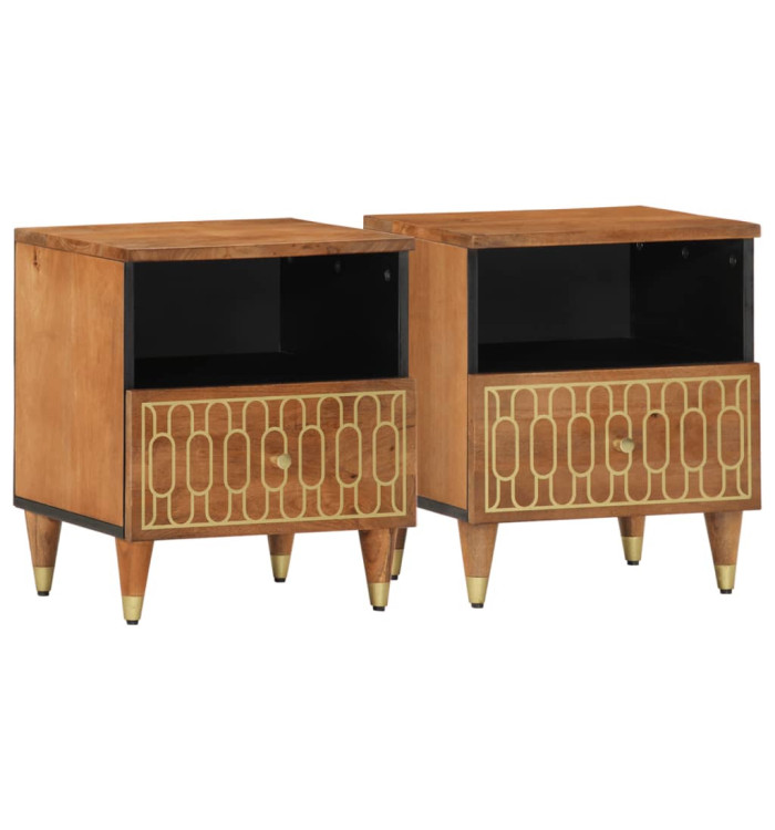 Tables de chevet 2 pcs 40x33x46 cm Bois de manguier solide | Mobilier & Déco