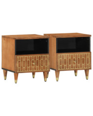 Tables de chevet 2 pcs 40x33x46 cm Bois de manguier solide | Mobilier & Déco