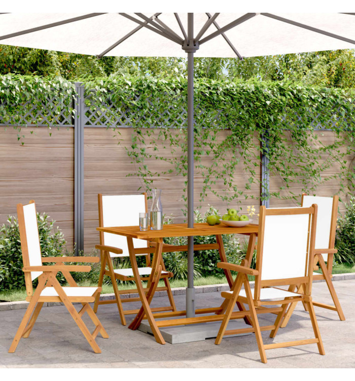 Chaises inclinables de jardin lot de 4 tissu et bois massif | Mobilier & Déco