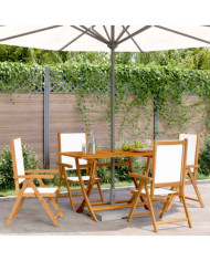Chaises inclinables de jardin lot de 4 tissu et bois massif | Mobilier & Déco